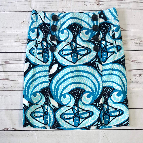 Etcetera Dresses & Skirts - Etcetera blue brushed cotton swirl buttons skirt/2